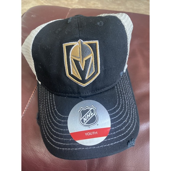 Vegas Golden Knights '47 Brand Black Distressed‎ Trucker Adjustable Hat Youth - Picture 1 of 7